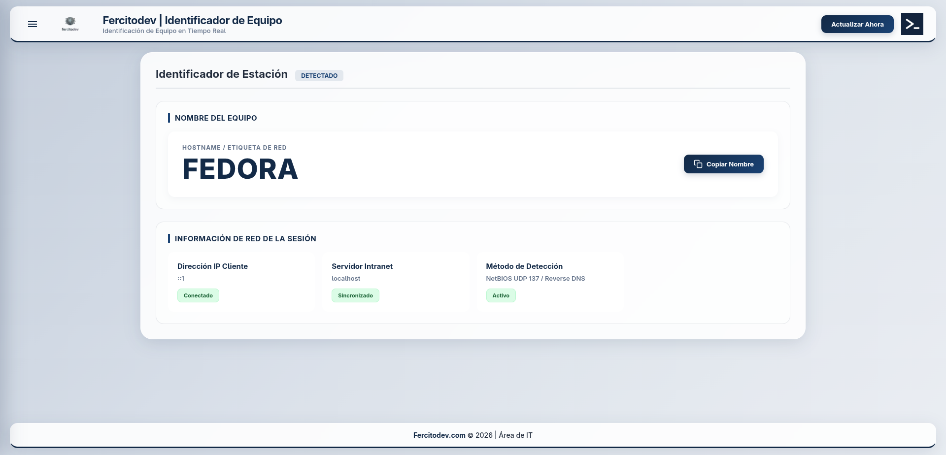 Identificador de Equipo